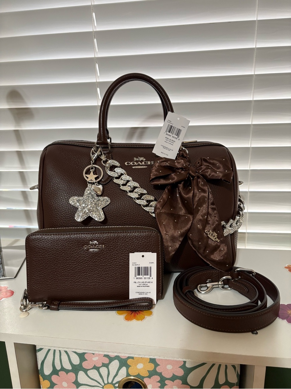 🤎 Coach Large Rowan Satchel Maple Bag And Matching Wallet